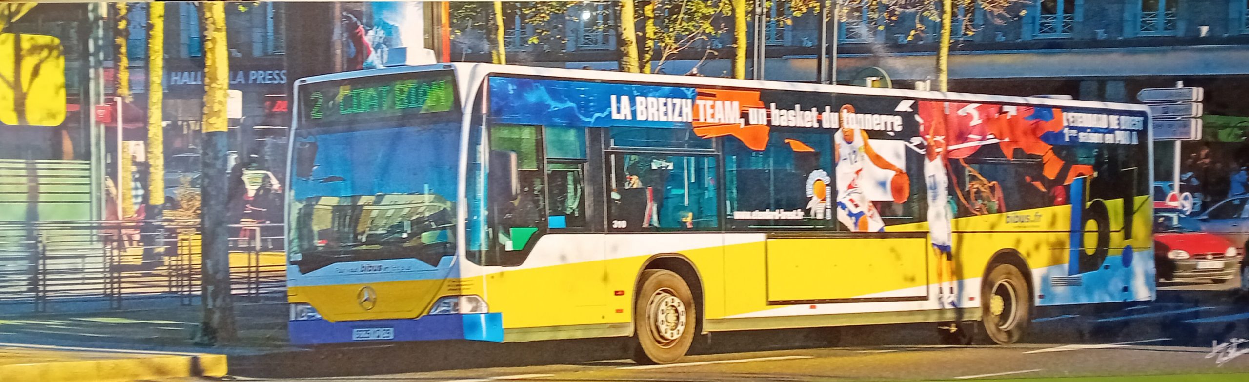 Un bus de la ville de Brest aux couleurs du club en 2006