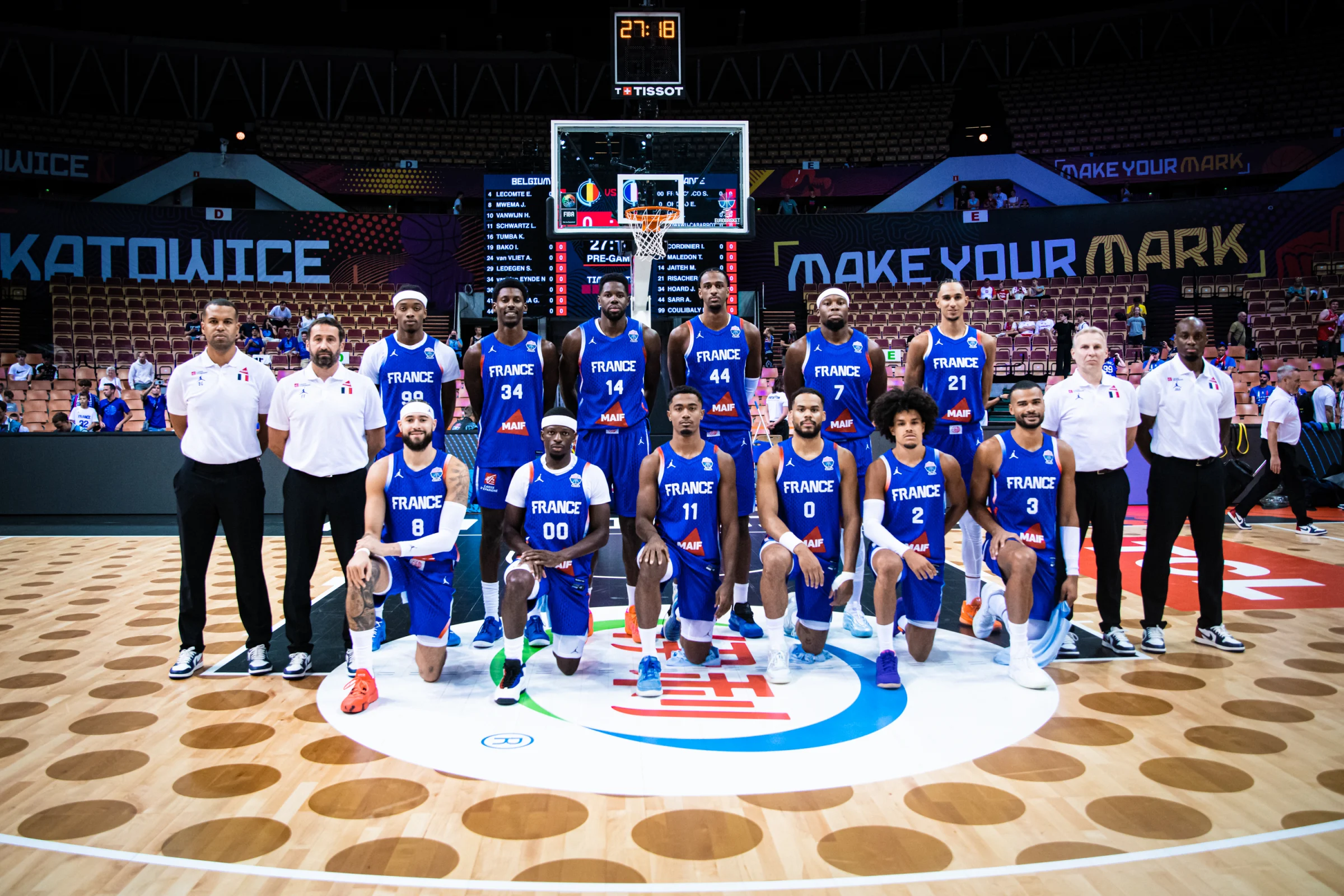 L'équipe de France avant son premier match à l'EuroBasket 2025