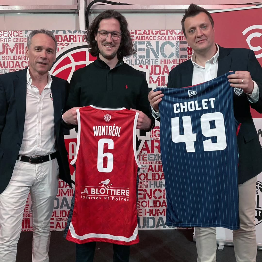 Léo Bouisson de passage à Cholet Basket, le club co-fondé par son grand-père